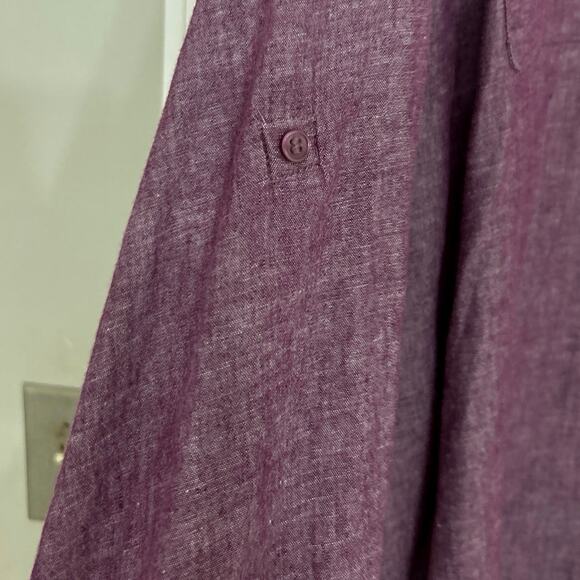 Lane Bryant Purple Linen Cotton Blend V Neck Split Hem Pop Over Tunic Top 26/28 - Picture 6 of 12